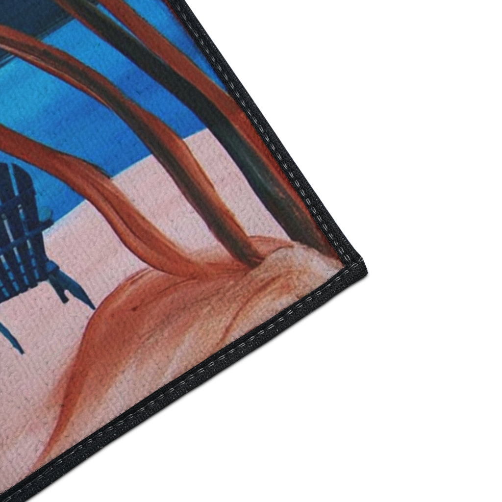 Tropical Beach Tiki Mat — Heavy Duty Floor Mat with Sunset Palm Paradise Design