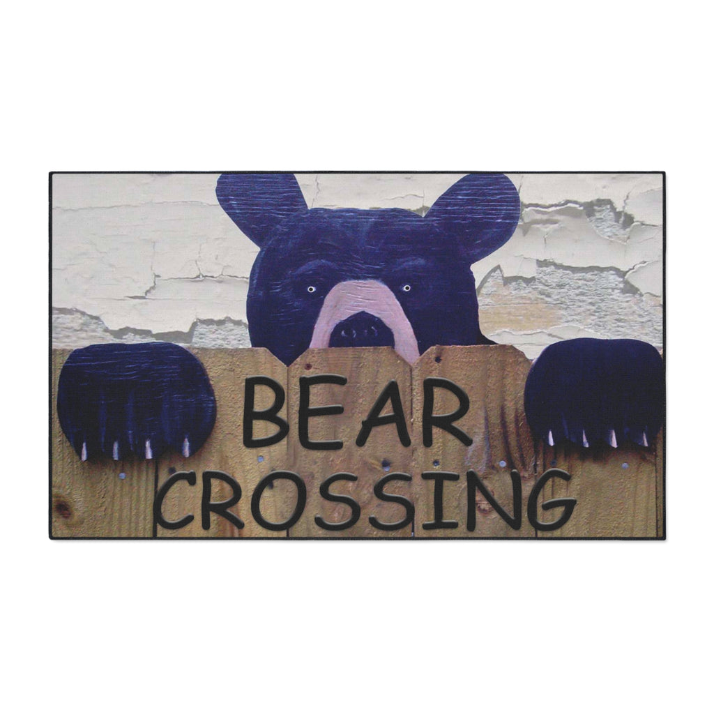 Bear Crossing Heavy-Duty Floor Mat — Rustic Welcome Doormat for Porch & Entry