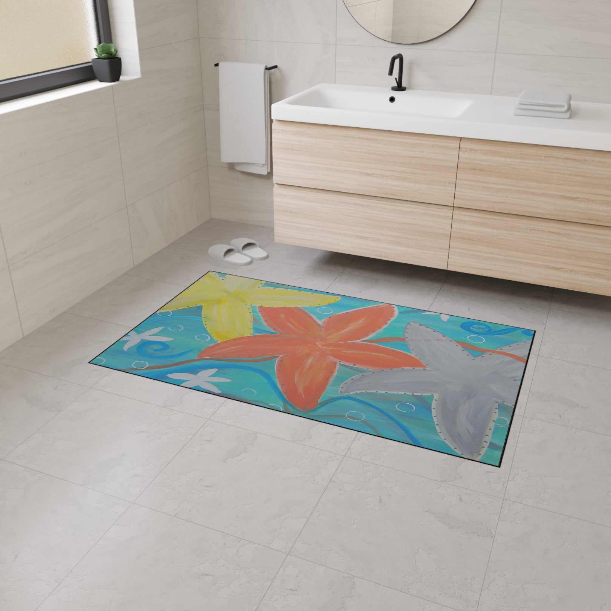 Starfish Beach Floor Mat — Colorful Coastal Doormat