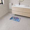 Floral Heart Heavy-Duty Floor Mat — Purple Blue Garden Door Mat