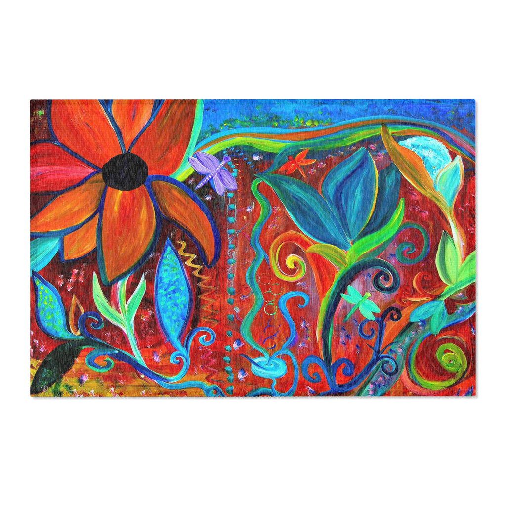 Vibrant Floral Boho Area Rug — Colorful Swirl Garden Accent Rug