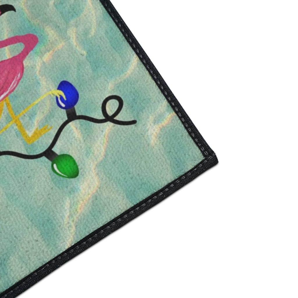 Tropical Flamingo Christmas Floor Mat — Merry Christmas Poolside Doormat