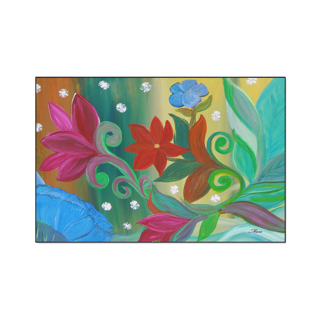 Floral Bloom Heavy Duty Floor Mat – Colorful Tropical Flowers Welcome Rug