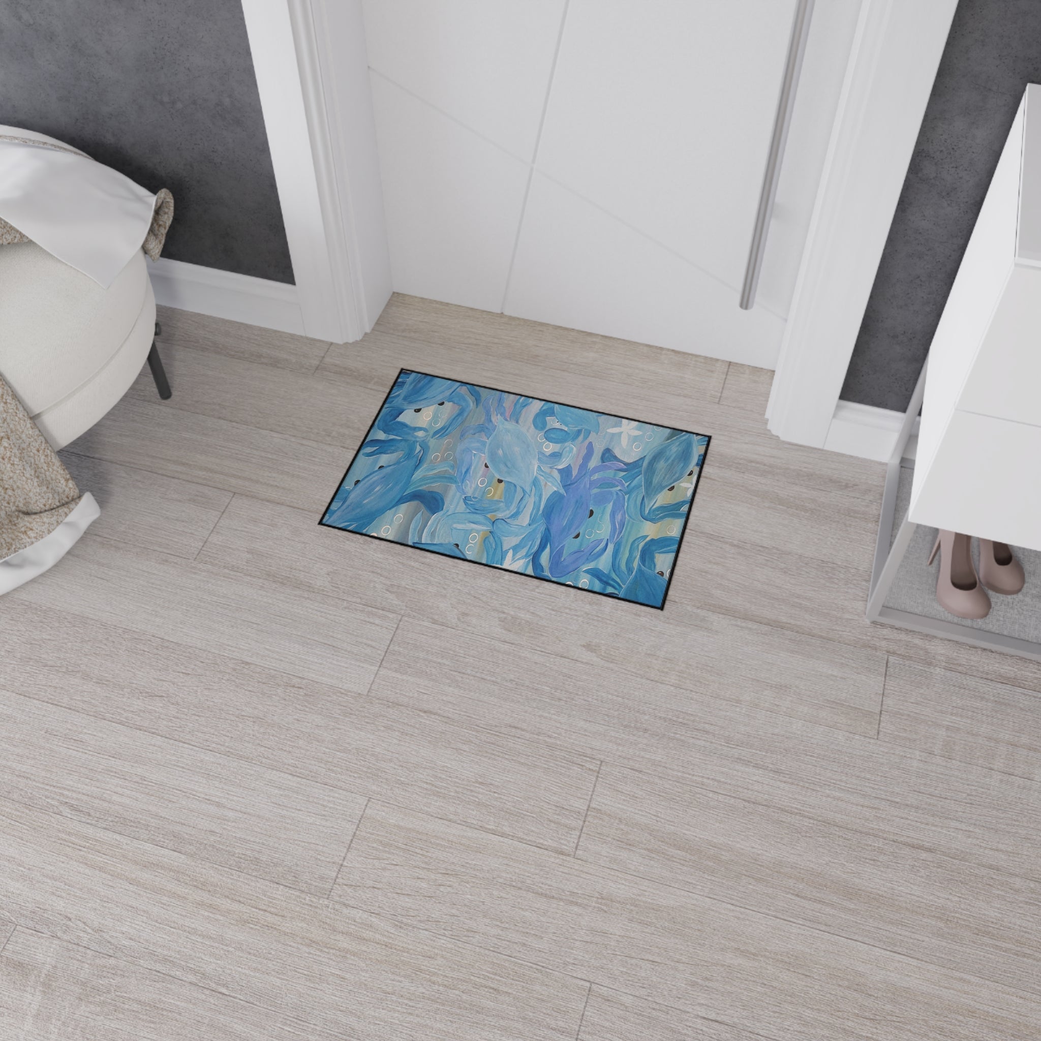 Blue Crab party Ocean Waves Heavy-Duty Floor Mat — Abstract Seascape Entrance Mat