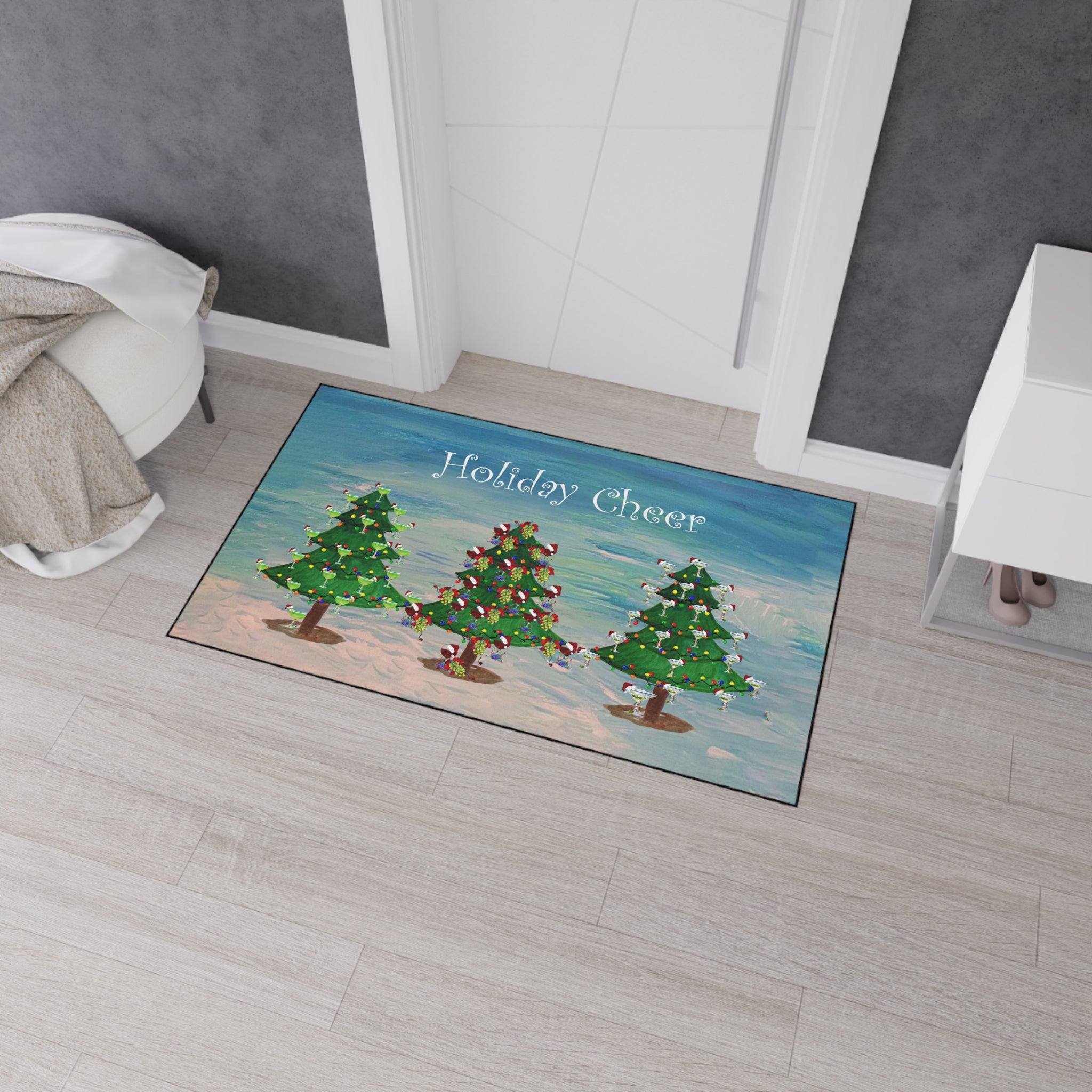 Holiday Cheer Floor Mat - Festive Christmas Trees Welcome Mat