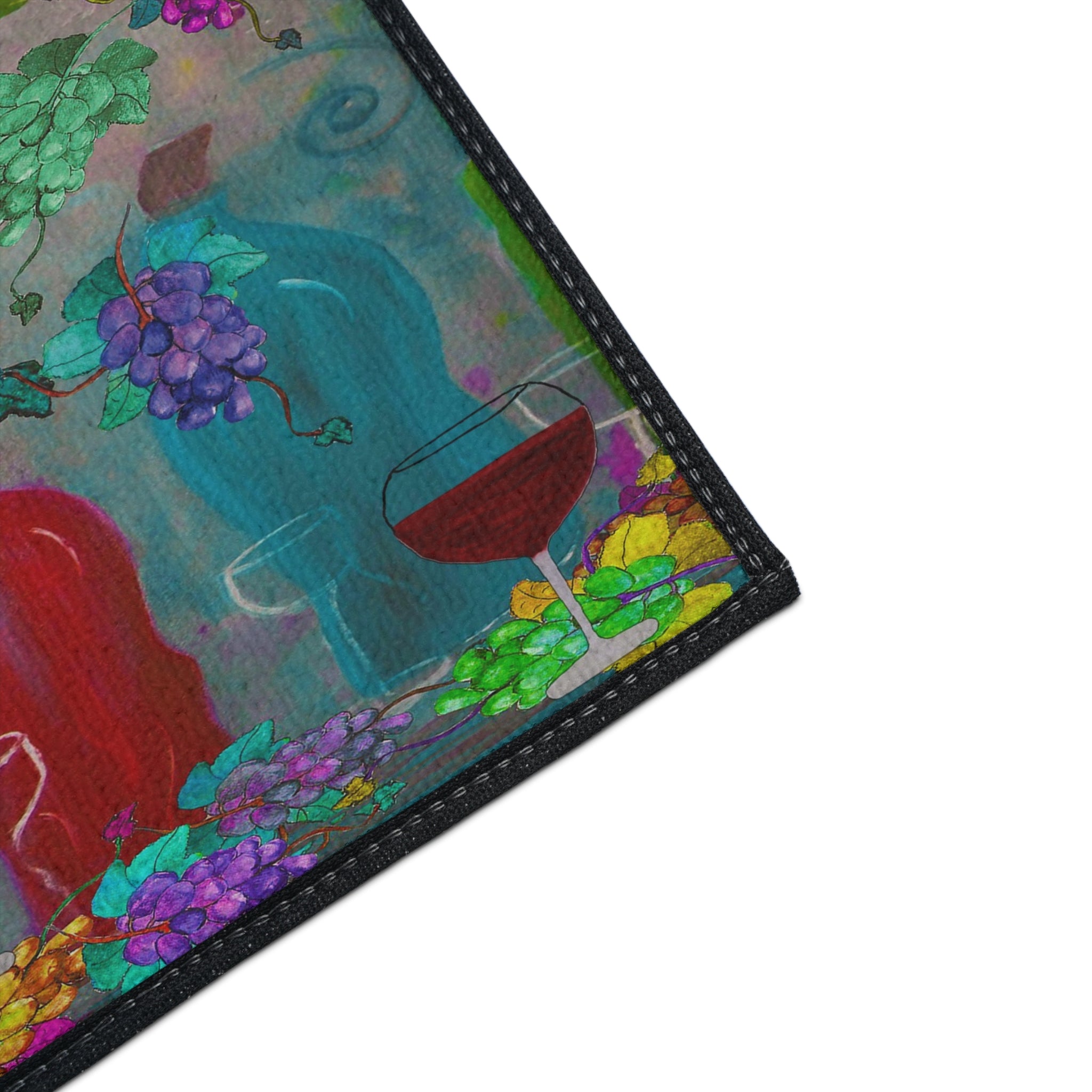 Wine & Grapes Heavy Duty Floor Mat — Colorful Vineyard Kitchen Rug