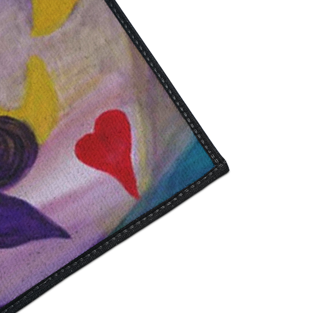 Mardi Gras Fleur-de-Lis Heavy Duty Floor Mat — Colorful Hearts & Fleur Design