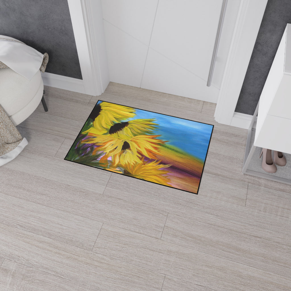 Sunflower Field Heavy-Duty Floor Mat — Vibrant Outdoor/Indoor Welcome Rug