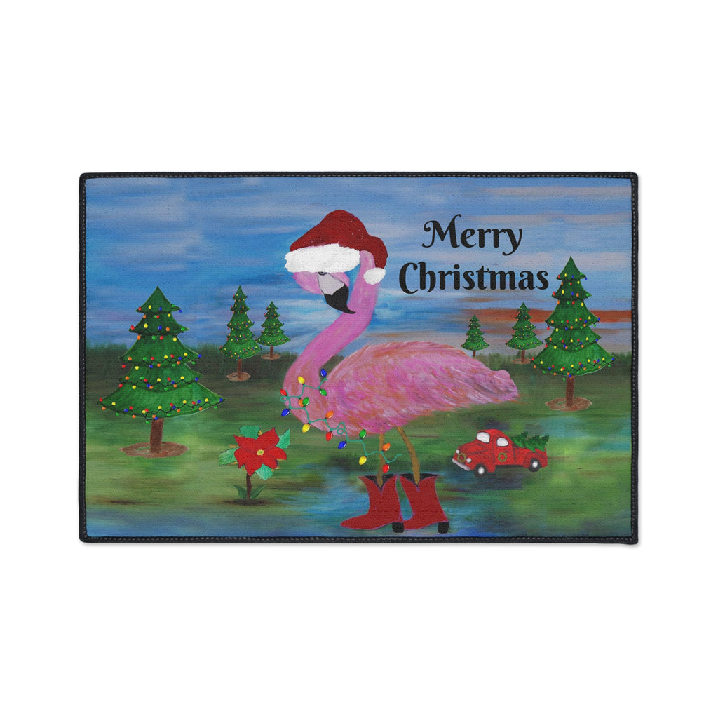 Christmas Flamingo Floor Mat - Merry Christmas Holiday Doormat