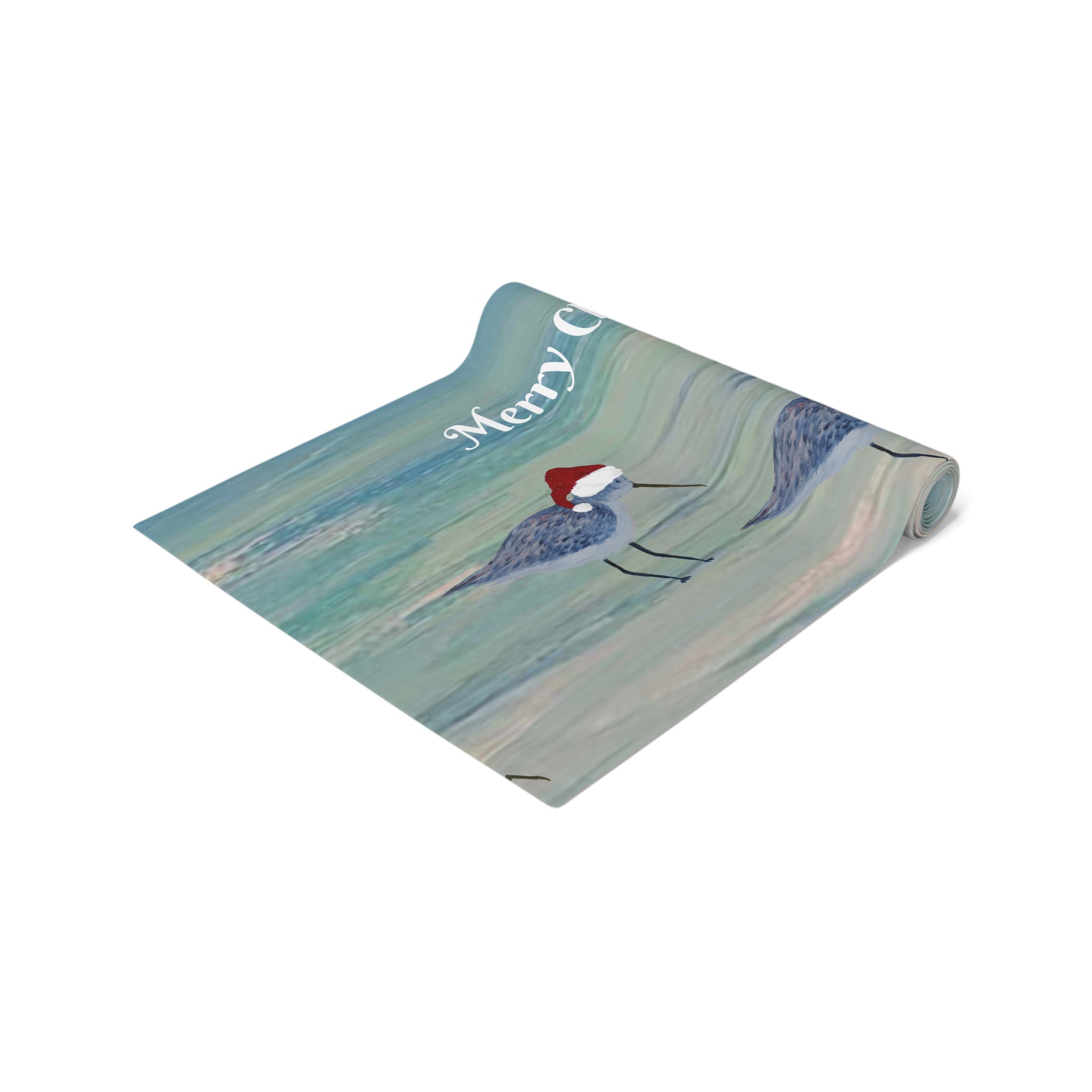 Christmas Shorebirds Table Runner – 'Merry Christmas' Coastal Holiday Decor