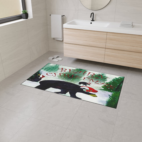 Bear-y Christmas Heavy Duty Floor Mat — Festive Bear Family Holiday Doormat