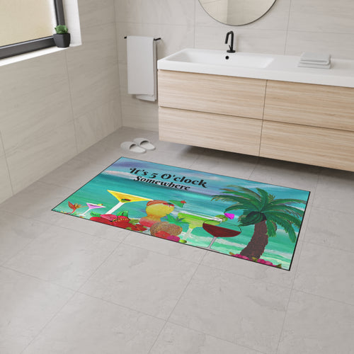 Beach Cocktail Floor Mat – "It's 5 O'Clock Somewhere" Heavy Duty Welcome Mat