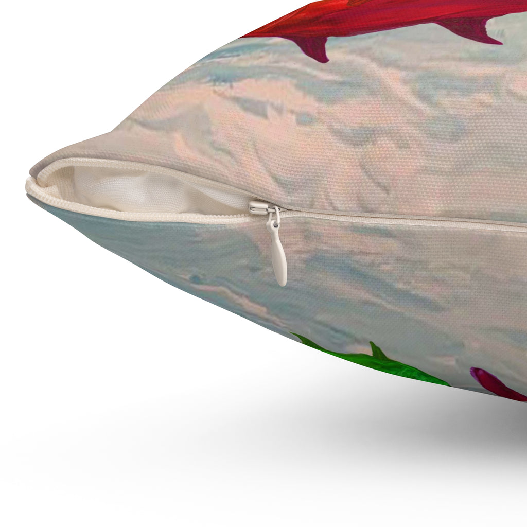 Christmas Fish Throw Pillow — 'Merry Christmas' Nautical Holiday Decor