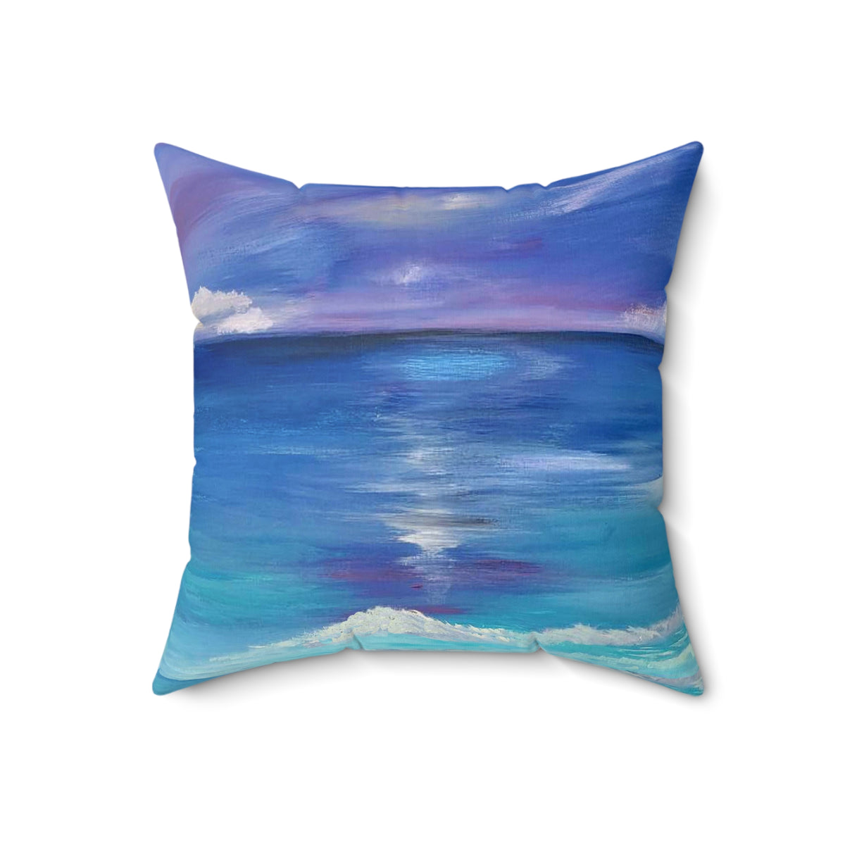 Ocean Sunset Decorative Pillow — Coastal Watercolor Throw Cushion
