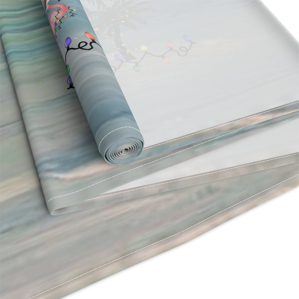 Tropical Palm Christmas Table Runner — "Merry Christmas" Coastal Holiday Decor