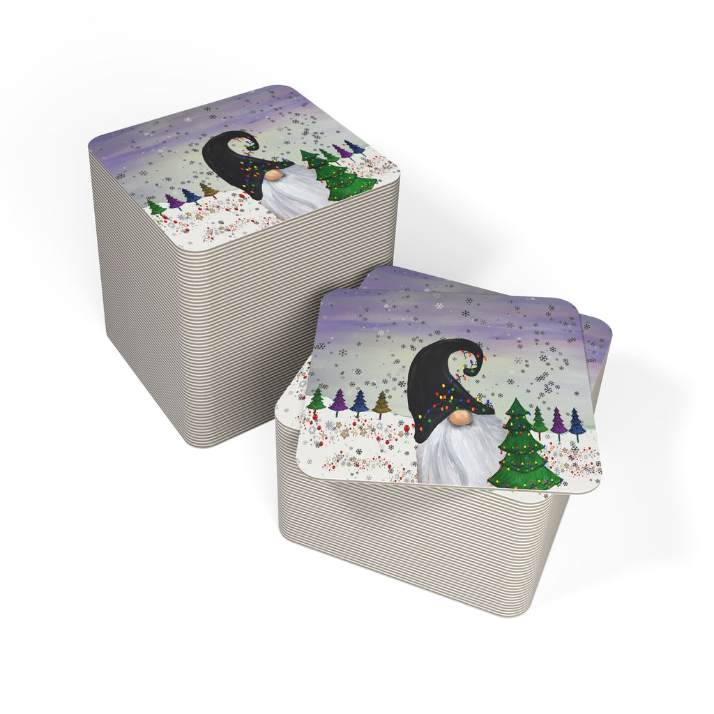 Christmas Gnome Coasters – Festive Holiday Drink Coasters (Set of 50/100)