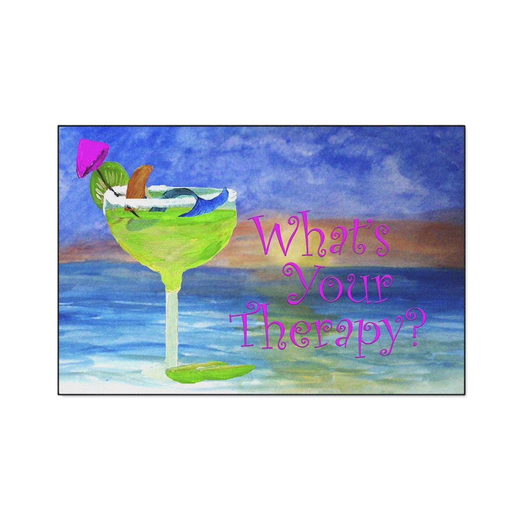 What's Your Therapy? Margarita Mermaid Floor Mat — Heavy Duty Beach Bar Welcome Mat