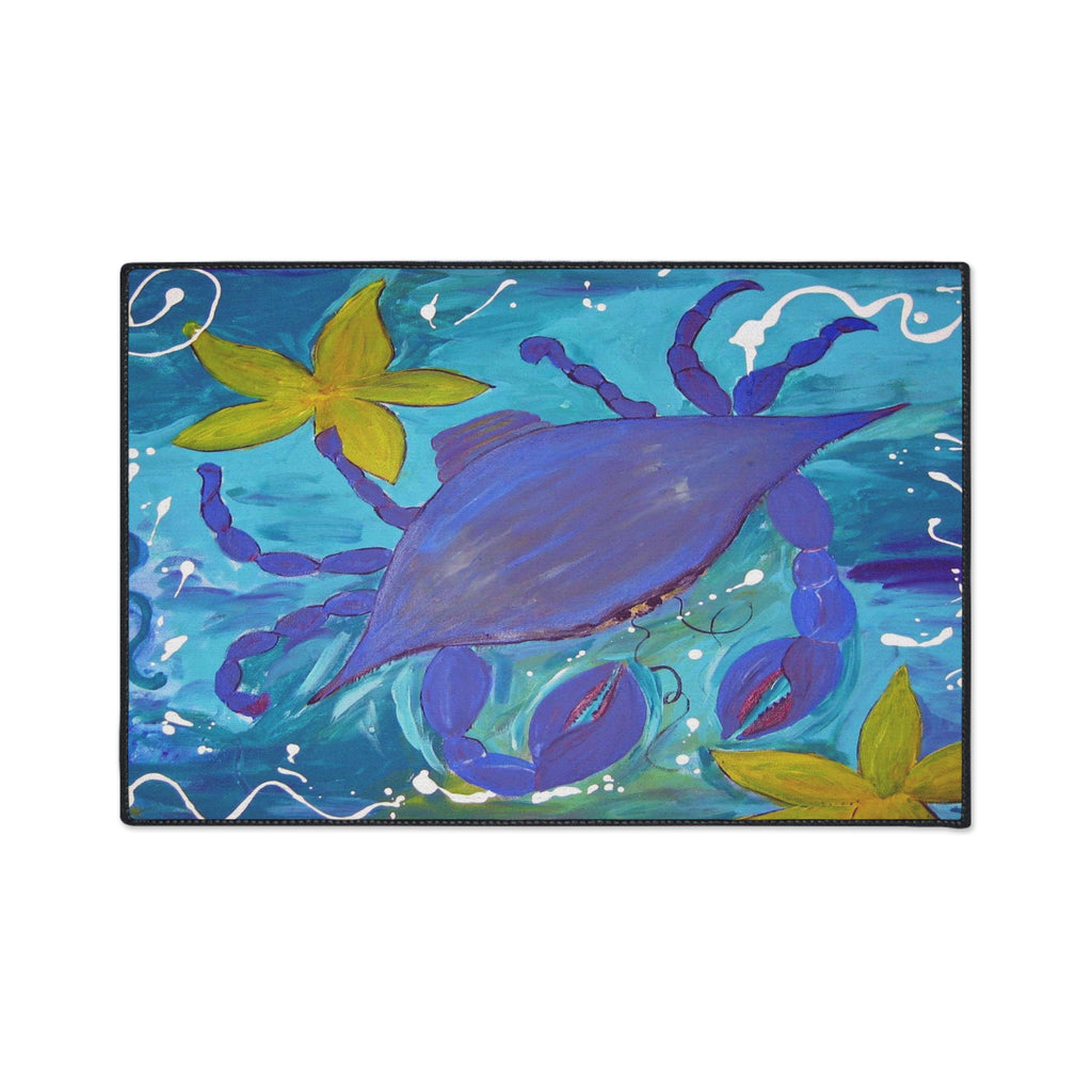 Beach Crab Island and starfish Heavy-Duty Floor Mat — Vibrant Coastal Entry Rug