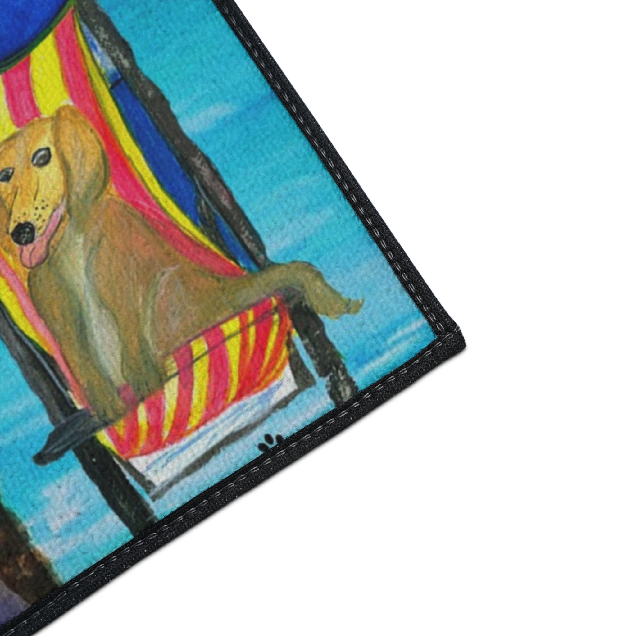Beach Dogs Heavy Duty Floor Mat — Tropical Palm & Pup Doormat