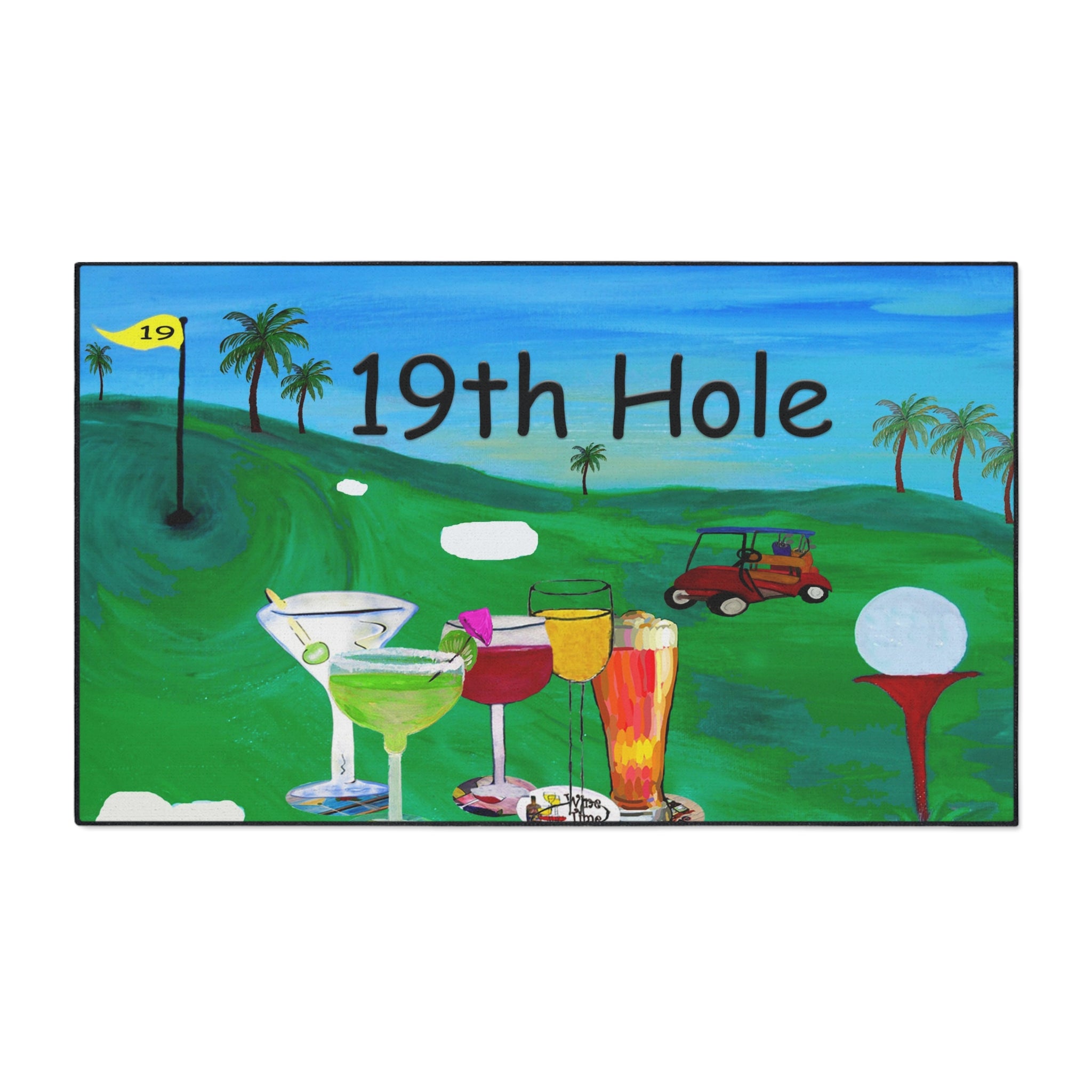 19th Hole Golf Bar Floor Mat — Heavy Duty Welcome Doormat for Golfers