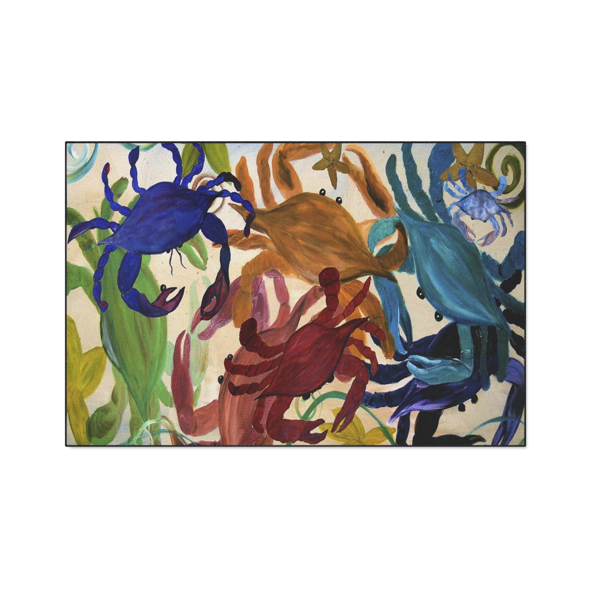 Crab Party Coastal Heavy-Duty Floor Mat — Colorful Crab Beach Doormat