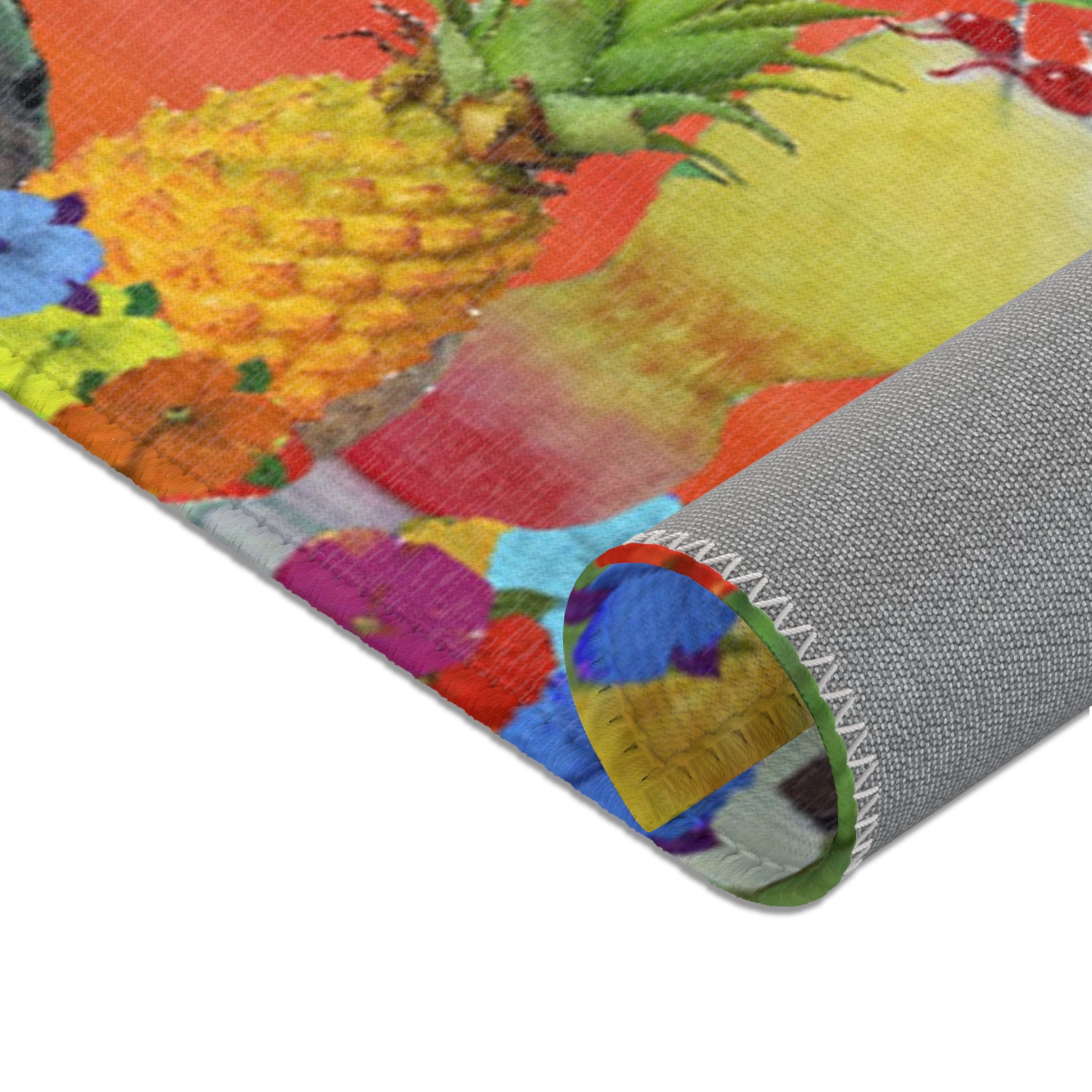 Tropical Parrot Cocktail Area Rug — "At 4 We Pour" Colorful Beach Vibe Mat