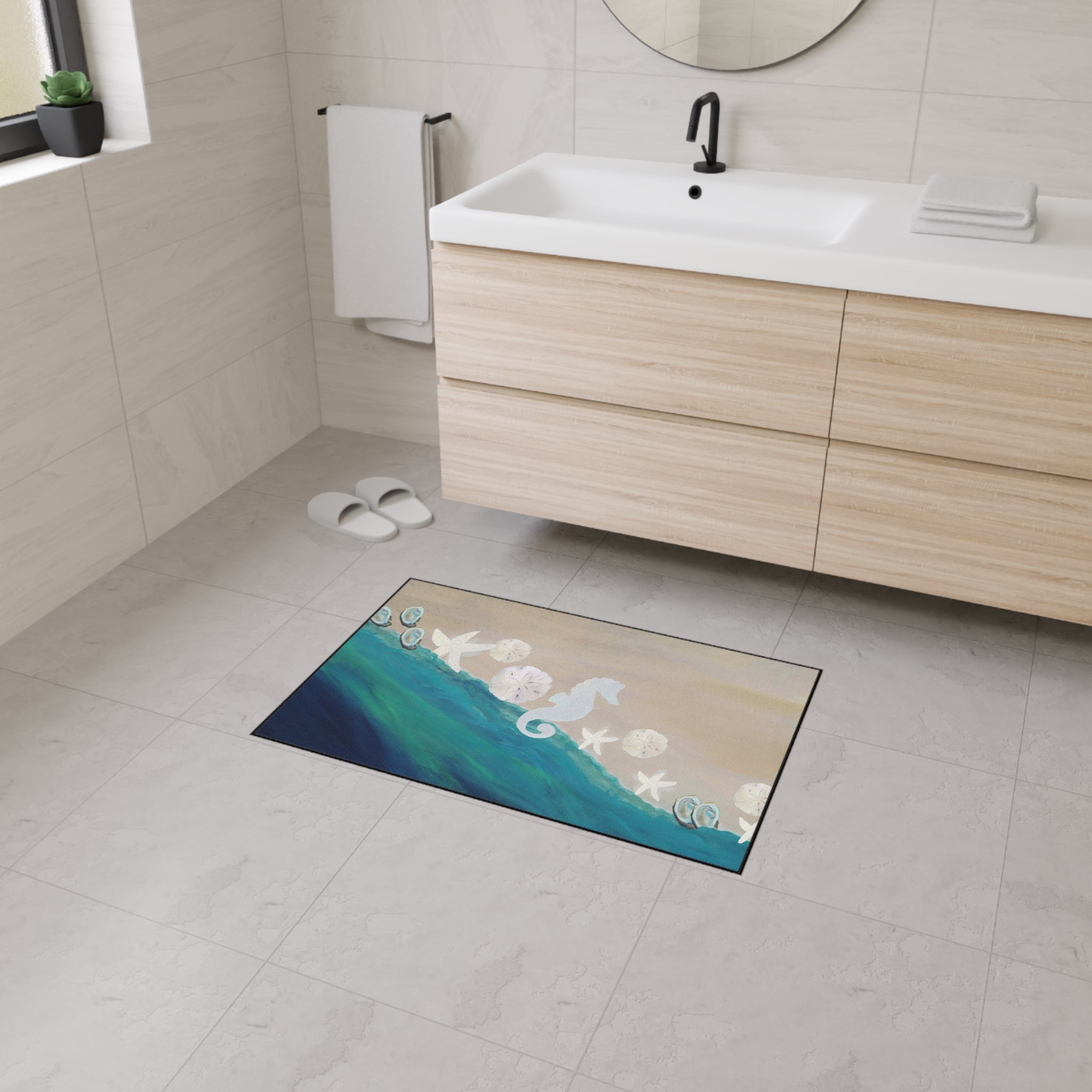 Coastal Seahorse Heavy-Duty Floor Mat