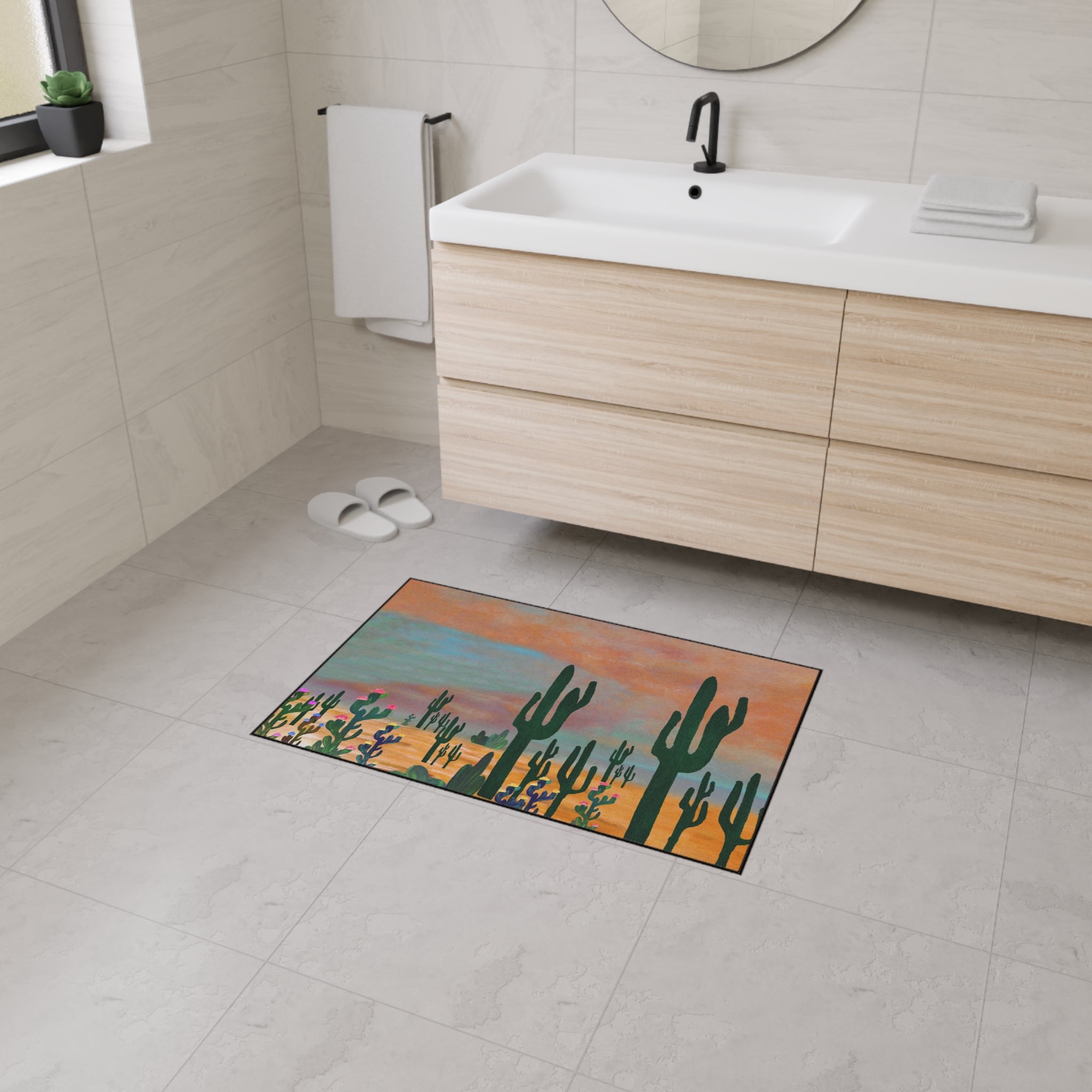 Desert Sunset Cactus Field Floor Mat