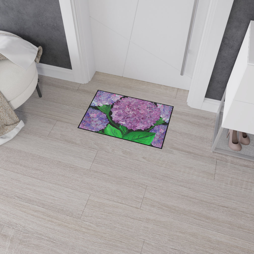Purple Hydrangeas Floral Heavy-Duty Floor Mat