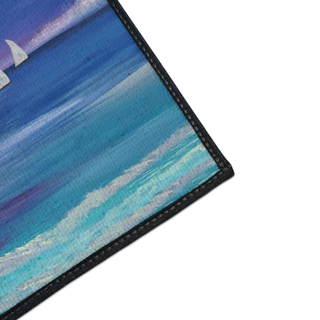 Nautical Sailboat Sea Floor Mat — Heavy-Duty Coastal Welcome Rug
