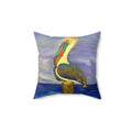 Pelican Art Pillow — Coastal Decorative Throw Pillow with Colorful Pelican Painting