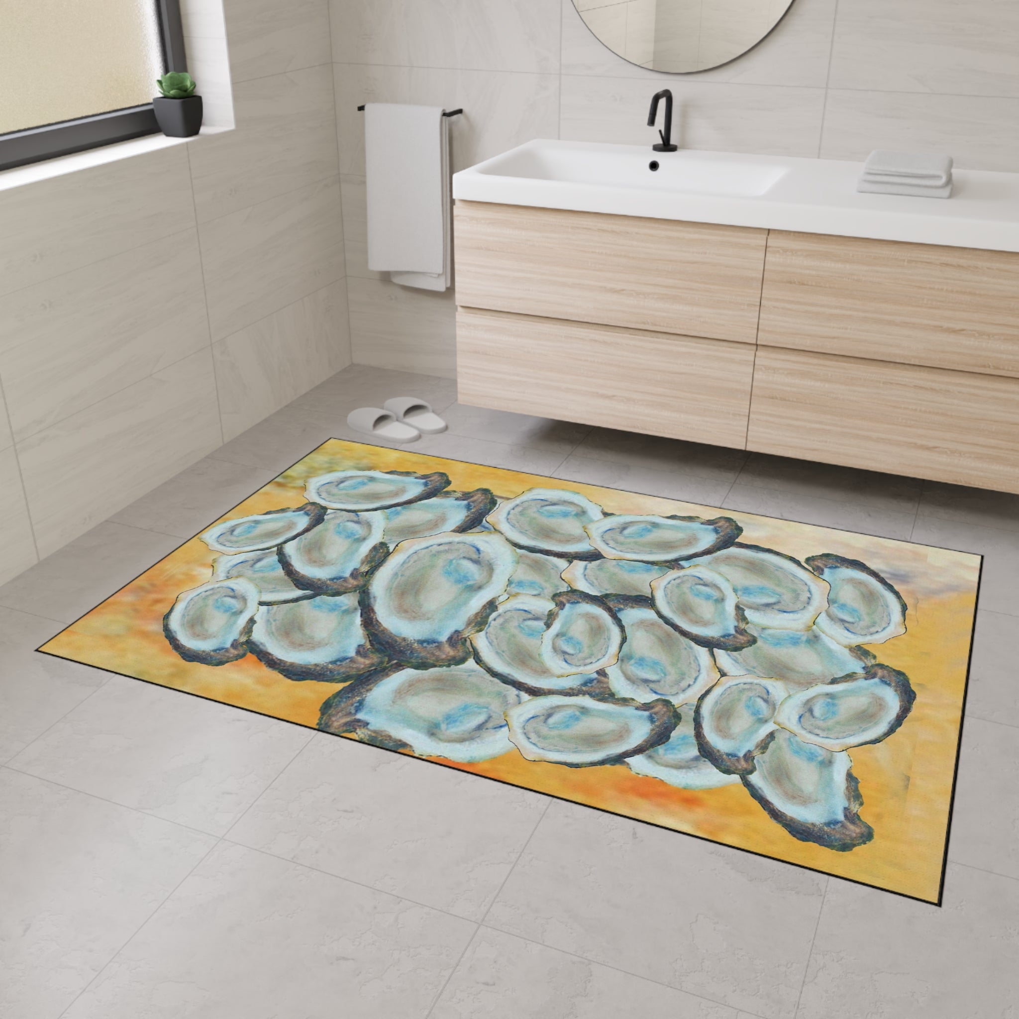 Oyster Shell Heavy-Duty Floor Mat — Coastal Seaside Entry Rug
