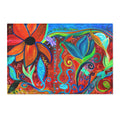 Vibrant Floral Area Rug — Colorful Bohemian Flower Swirl Mat