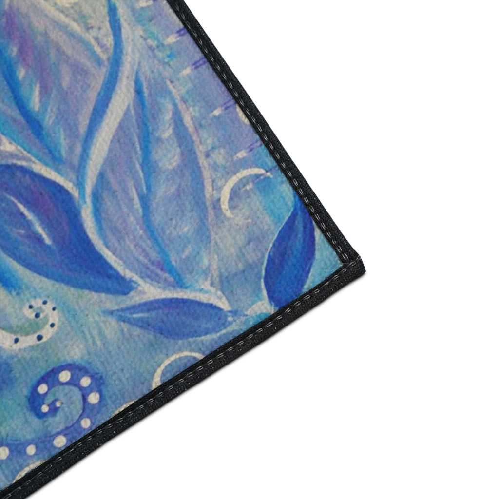 Floral Heart Heavy-Duty Floor Mat — Purple Blue Garden Door Mat