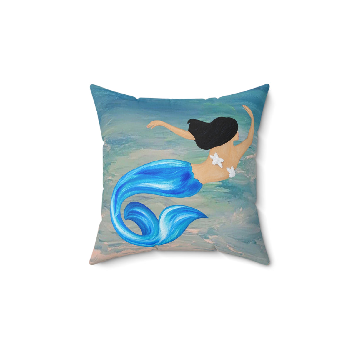 Blue Mermaid Swim Decorative Pillow