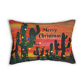 Christmas Cactus Lumbar Pillow — 'Merry Christmas' Desert Sunset Decorative Pillow