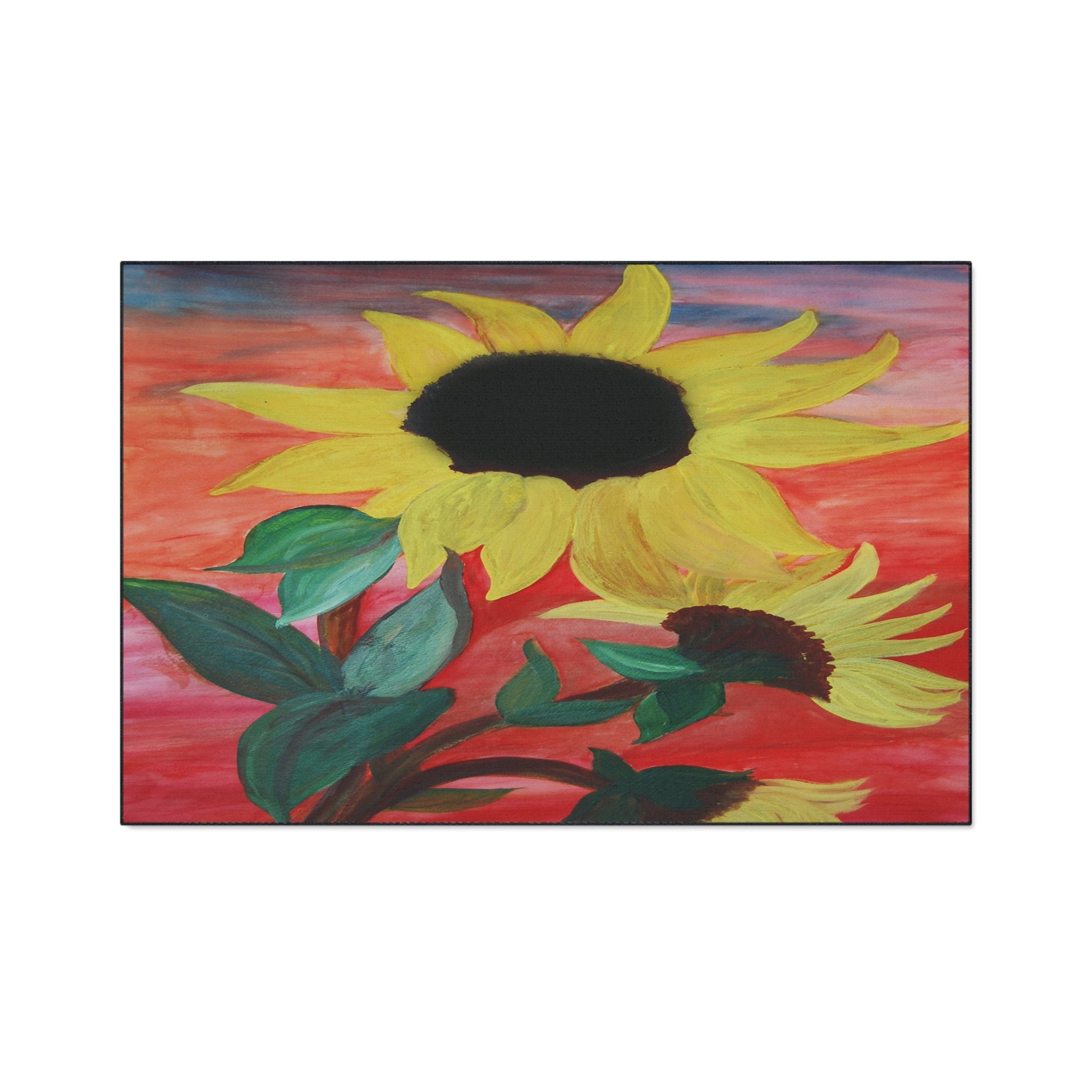 Sunflower Art Heavy-Duty Floor Mat — Bold Yellow Floral Entry Rug