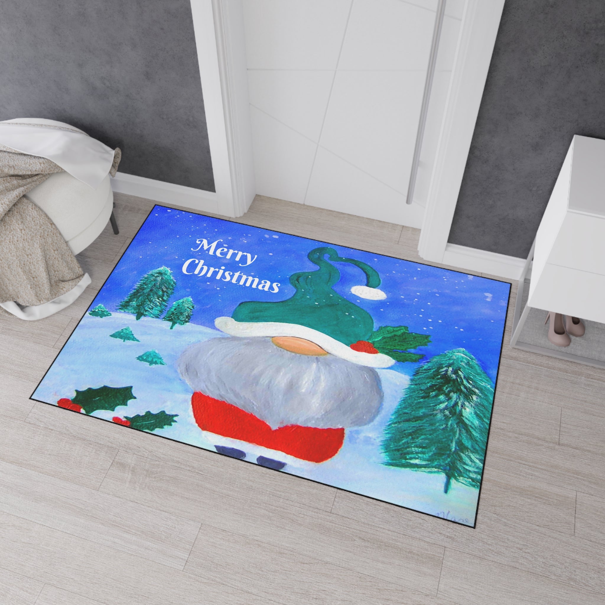 Christmas Gnome Heavy Duty Floor Mat – Merry Christmas Holiday Welcome Rug