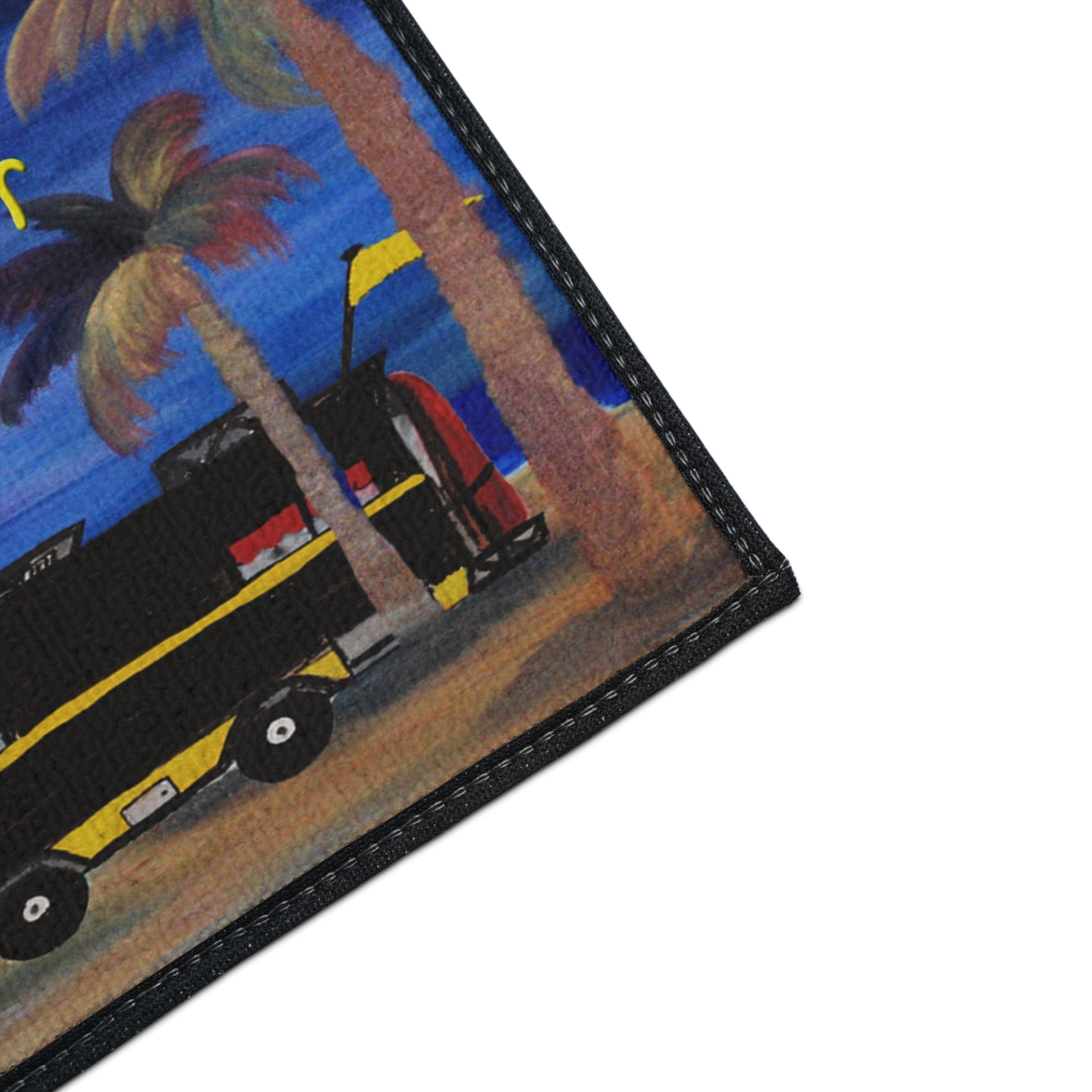 Happy Camper Floor Mat — Heavy-Duty Outdoor/Entry Rug for RV & Beach Lovers