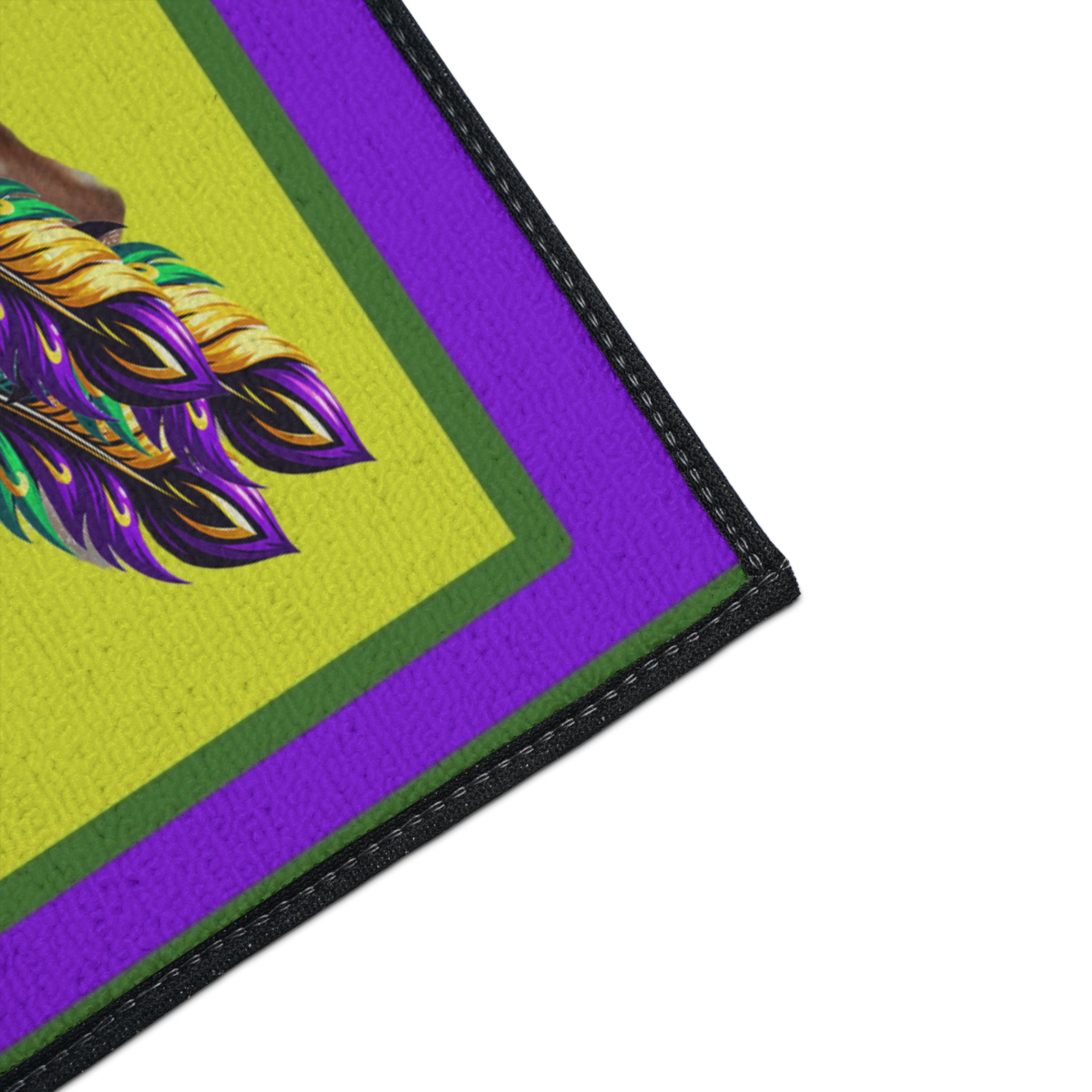Pelican Mardi Gras adorned in beach home decor Heavy Duty Floor Mat rug
