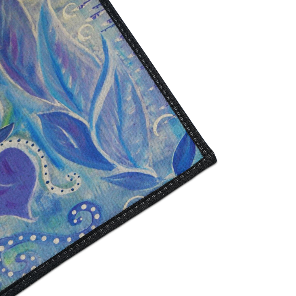 Floral Heart Heavy-Duty Floor Mat — Purple Blue Garden Door Mat