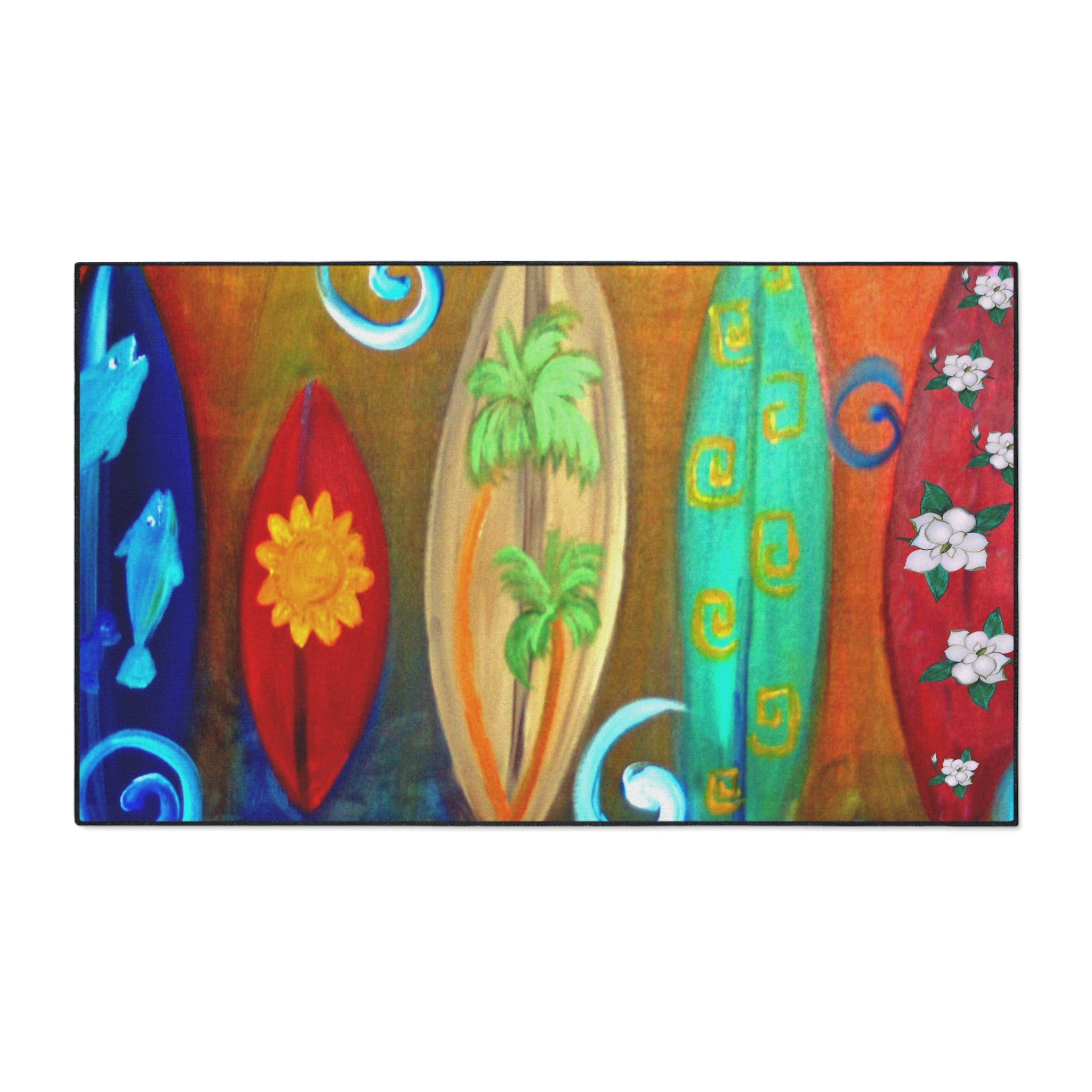 Surfboard Beach Floor Mat — Heavy Duty Tropical Welcome Mat