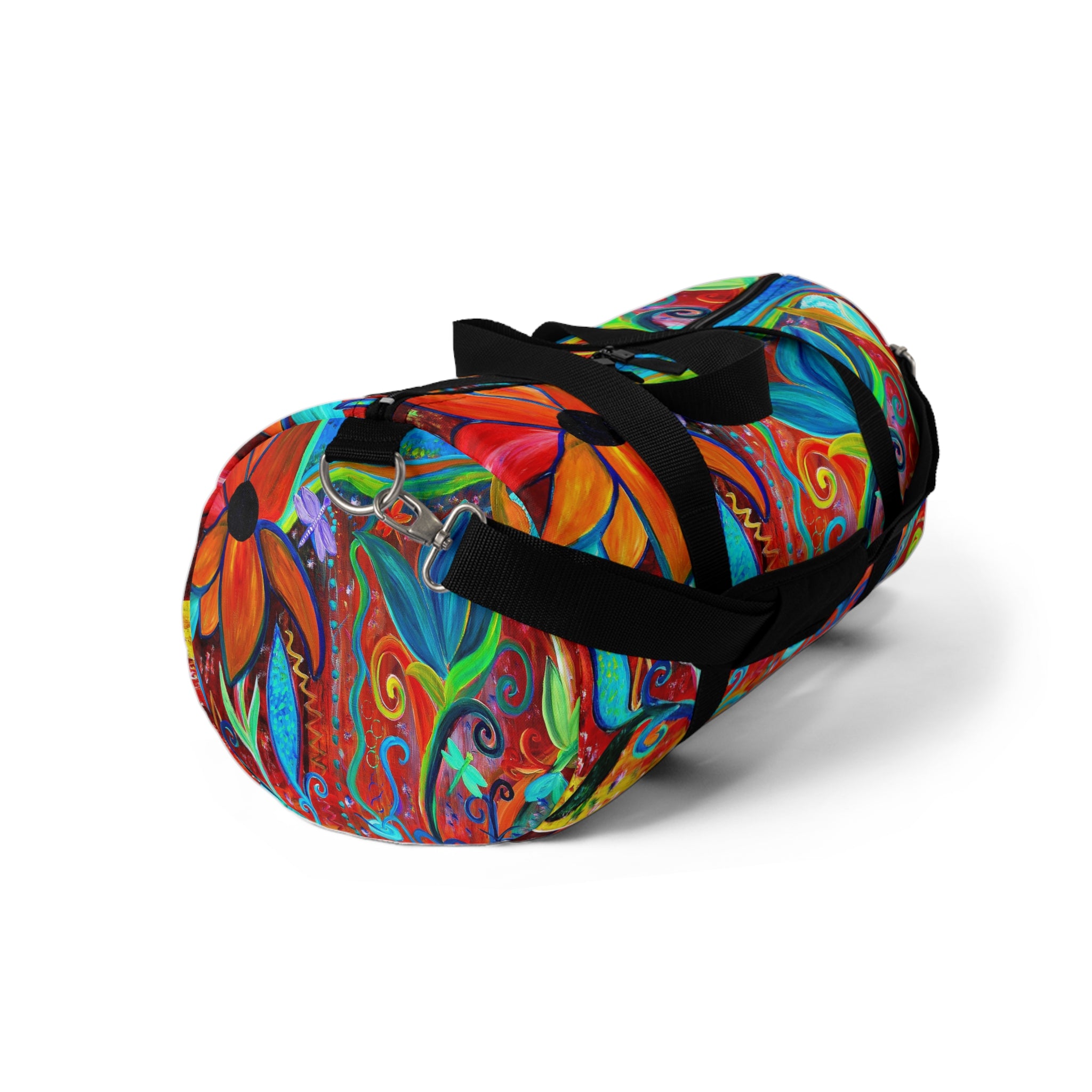 Vibrant Floral Art Duffel Bag — Colorful Abstract Travel & Gym Bag