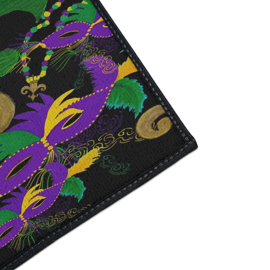 Mardi Gras Fleur-de-Lis Heavy Duty Floor Mat — Purple, Green & Gold Mask Design
