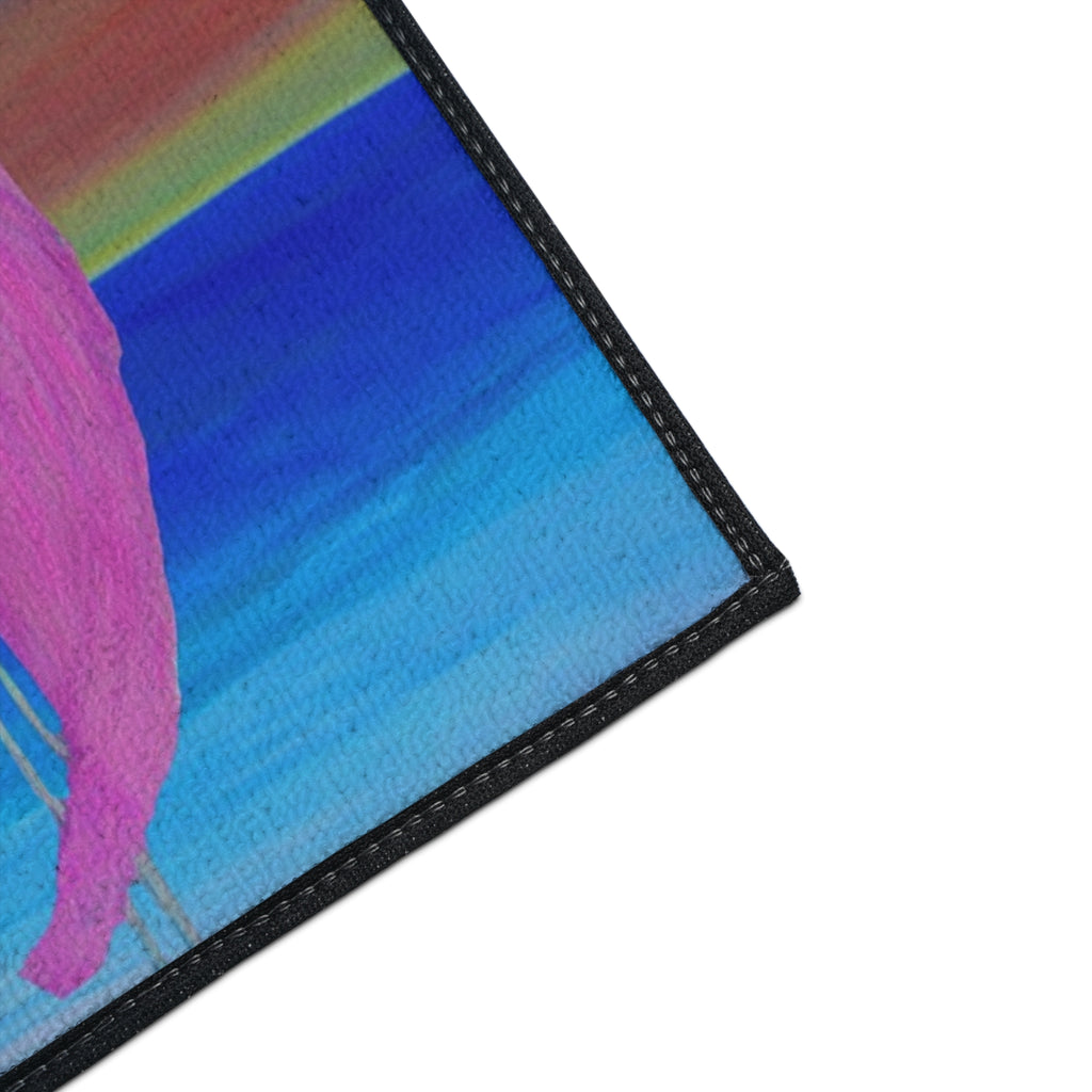 Christmas Beach Floor Mat – 'Merry Christmas' Palm Tree with Pelican & Flamingo Holiday Doormat