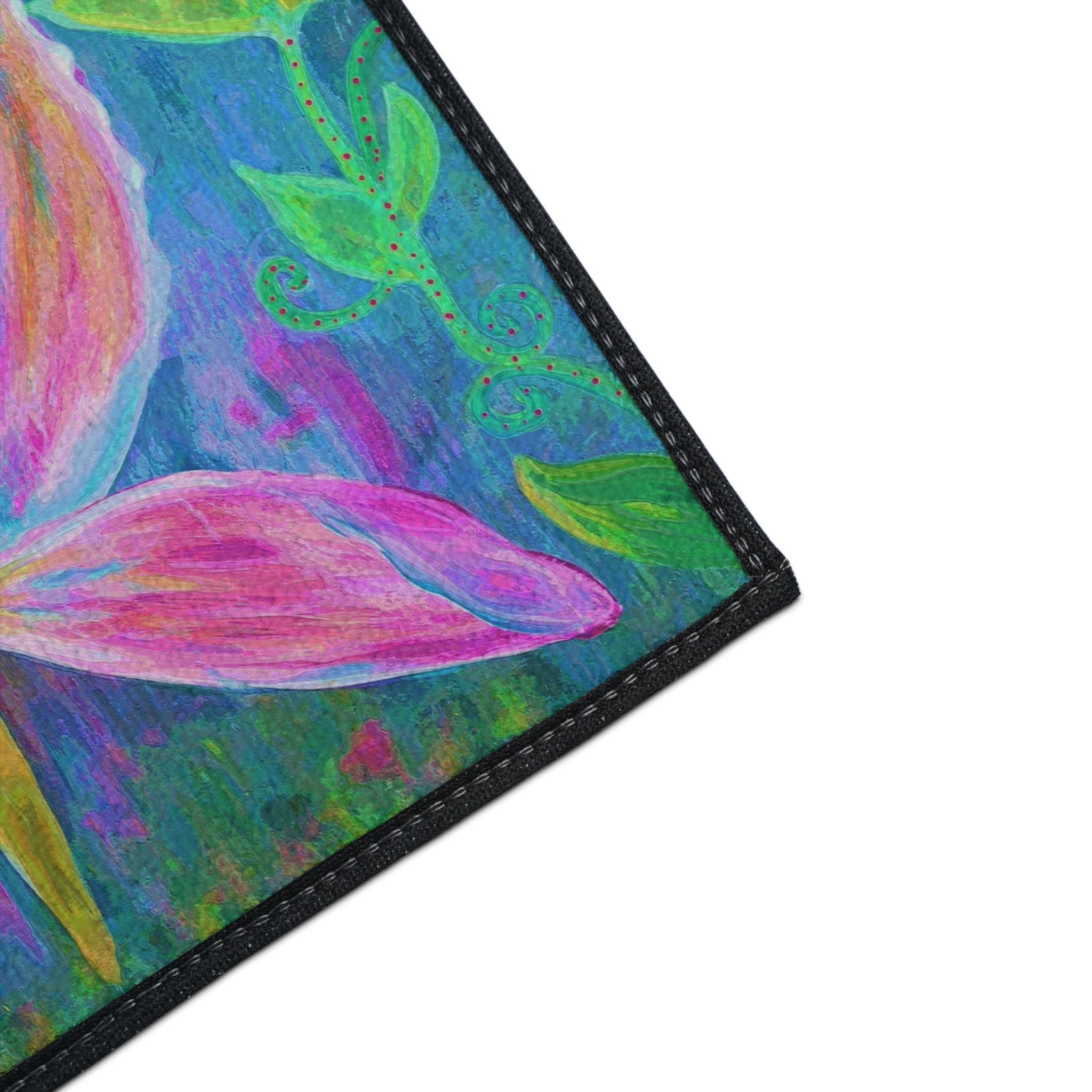 Pink Butterfly Floral Floor Mat — Colorful Garden Doormat