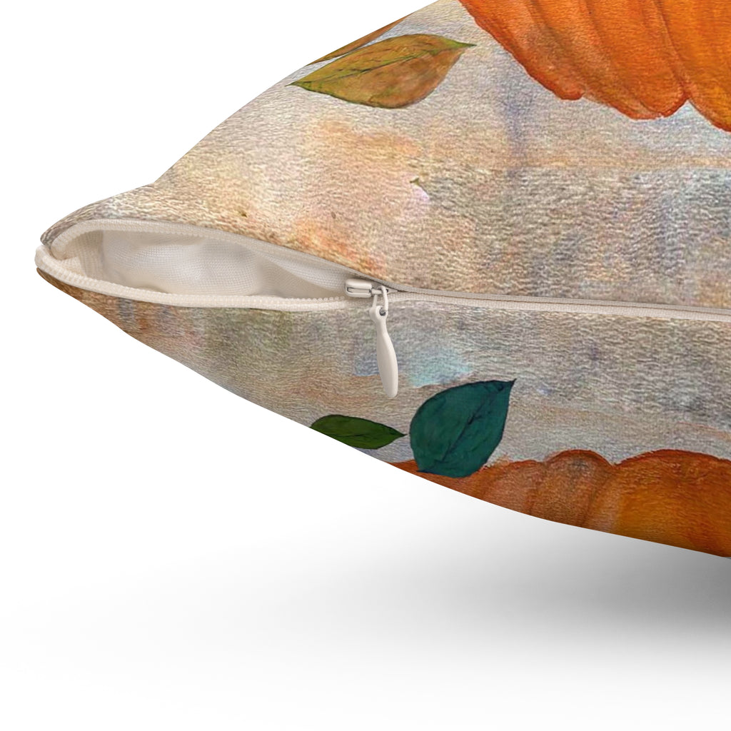 Thanksgiving Autumn Pumpkin Throw Pillow — Fall Decorative Square Pillow