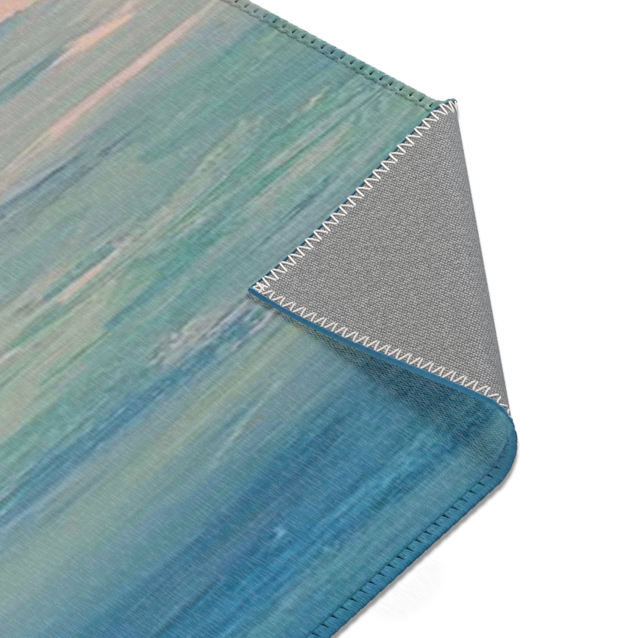 Coastal Breeze Runner Rug – Blue Green Abstract Ocean Area Rug