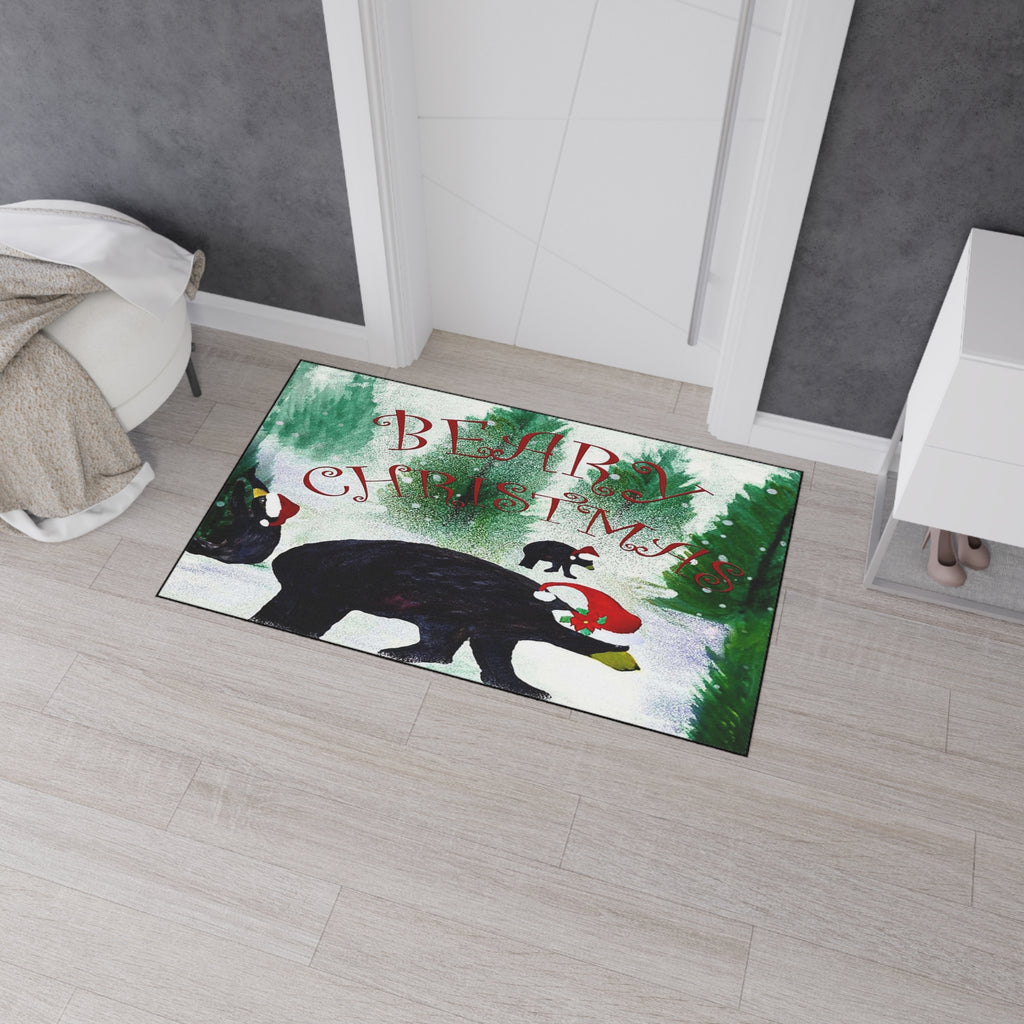 Bear-y Christmas Heavy Duty Floor Mat — Festive Bear Family Holiday Doormat