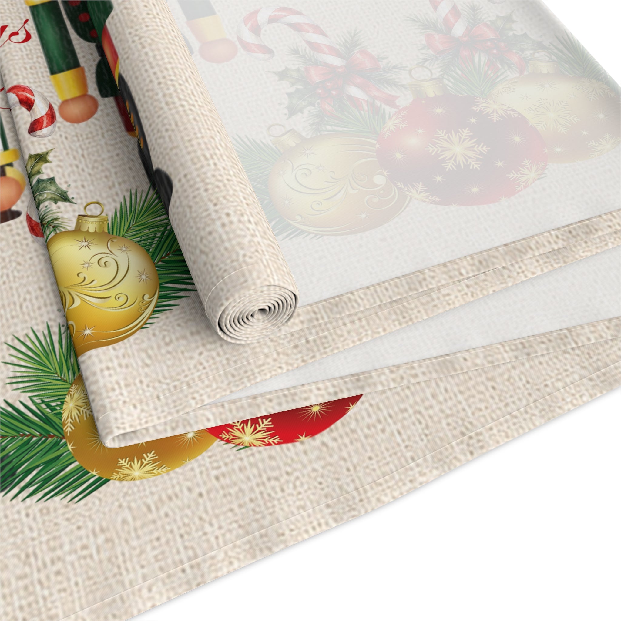 Nutcracker Christmas Table Runner — "Merry Christmas" Holiday Table Decor
